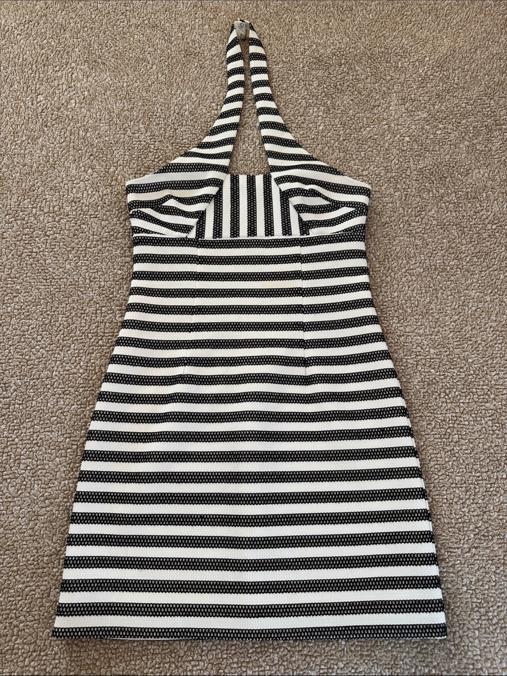 Trina Turk Black and White Striped Halter Dress